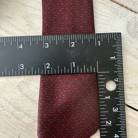 Vintage Christian Dior Cravates Maroon Mini Dots Silk Skinny Tie - Picture 4 of 5